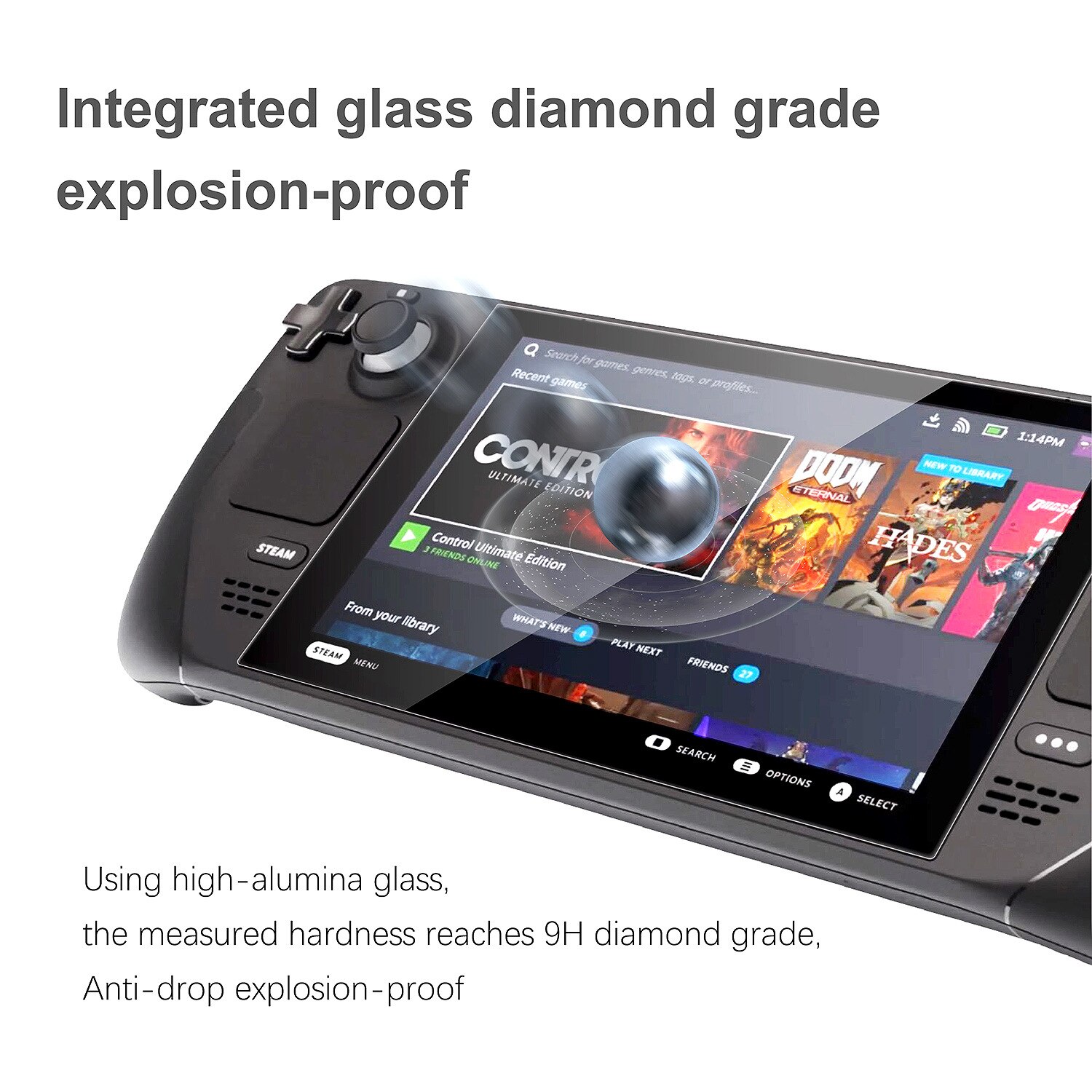 Tempered Glass Film for Steam Deck Console Protective Film Anti-fingerprint Screen Protector Game Accessories