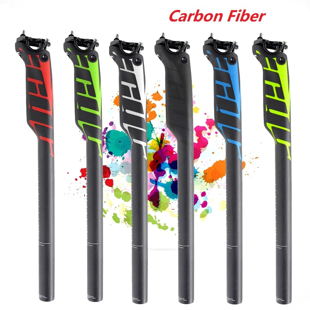 Bike Full Carbon Fiber Seat Post MTB Mountain Bike Road Bicycle Ultralight Seat Tube 27.2/30.9/31.6mm*350mm/400mm Bike Seatpost