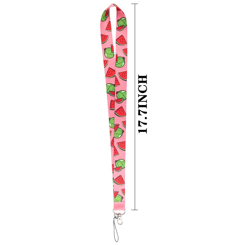 Homegaga Cartoon Watermelon Print Lanyards Mobile Phone Student Card Holder Cute Fruit Print Neck Strap Hang Rope for Kids D2432