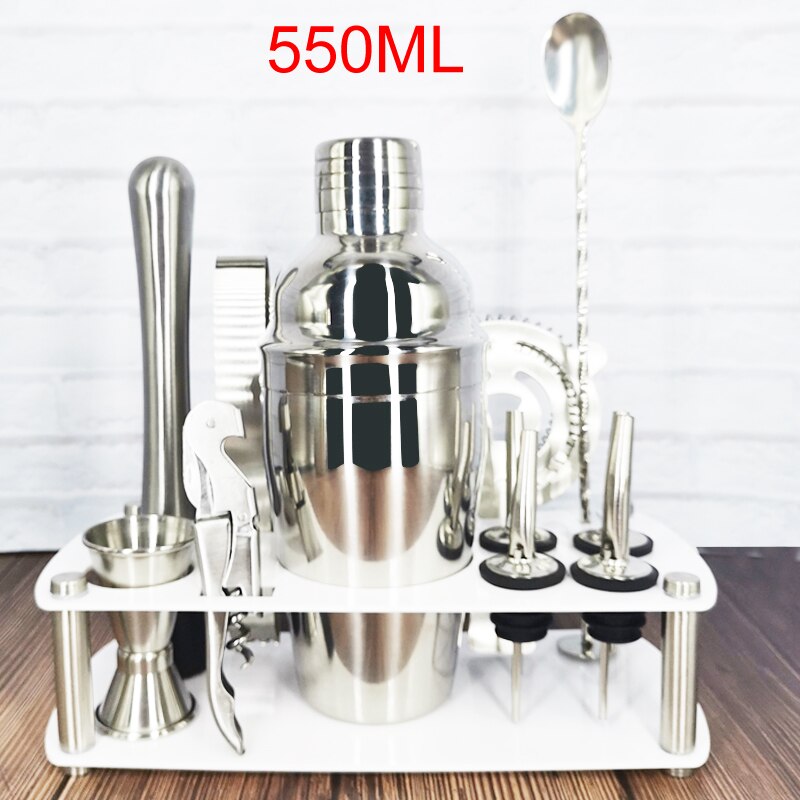 Stainless Steel 750/600ml Cocktail Shaker With Wine Rack Wine Shaker Mixer For Bar Party Tools Bar Accessories: B 12Pcs 550ML Rack