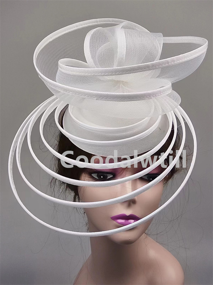 Kirche Fascinator Hütte Hochzeit Gittergewebe Kopfschmuck Frauen Party Bankett Chapeau Deckel Stirnband Damen Party Tee königlich Ascot Bunker Kappen: Weiß