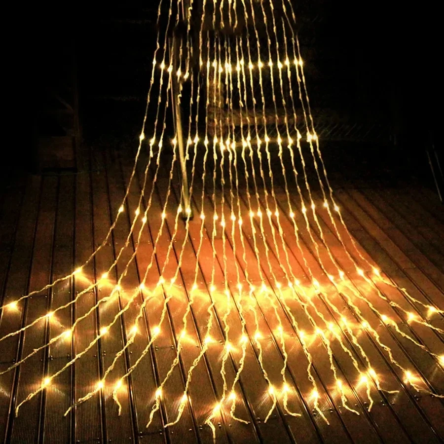 Kerst Led Waterval Meteorenregen Regenkoord Licht Festoen 6X3M Decoratieve Verlichting Voor Thuis Garland Gordijn Ramadan