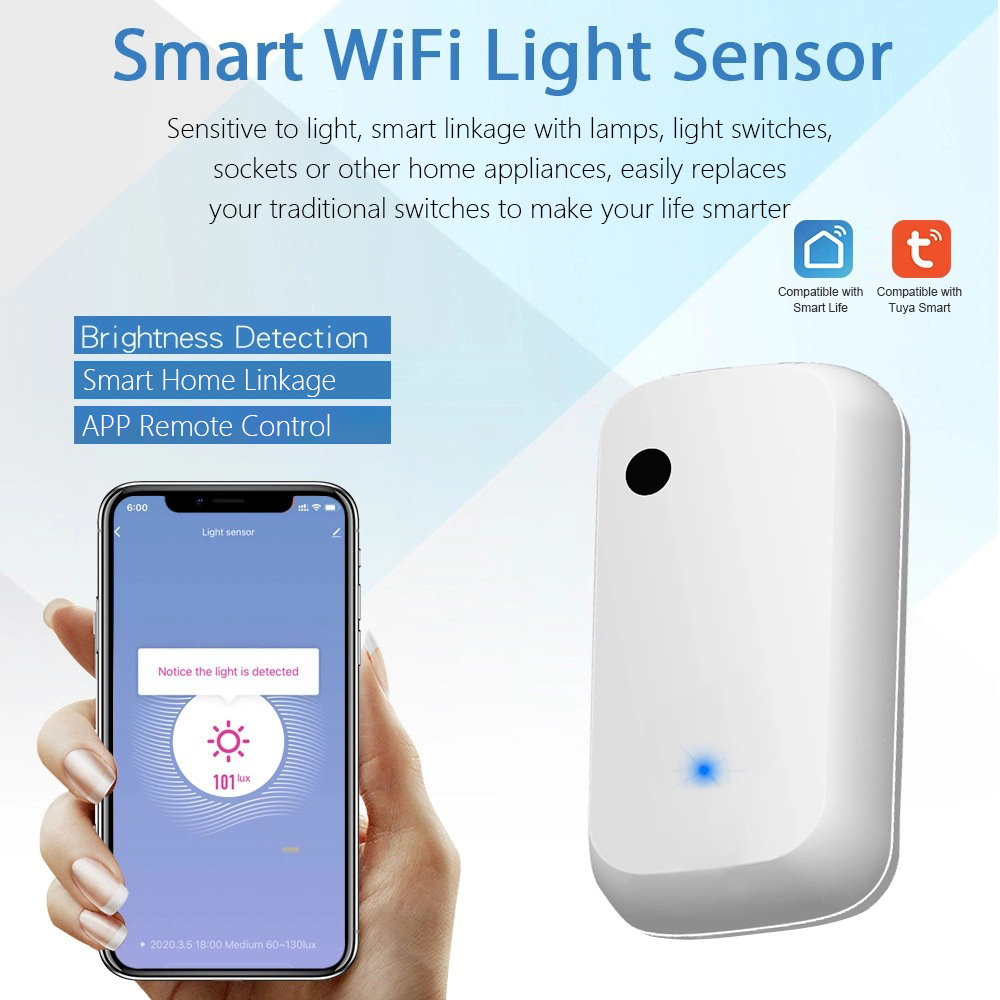 Wi-Fi Light Sensor Brightness Detection Linkage Lamps Light Switches Sockets Curtains APP Control Voice Control Self-adhesive