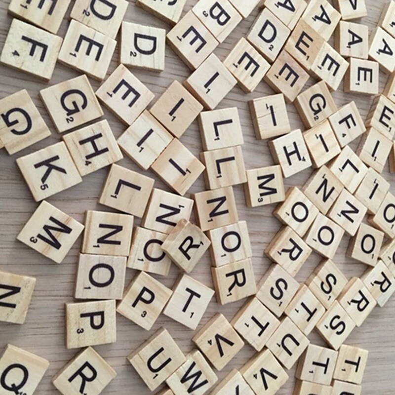 100pcs/Lot A-Z English Letters Set Word Scrapbooking Number Alphabet Tile Wooden Letter Block DIY Crafting Toys