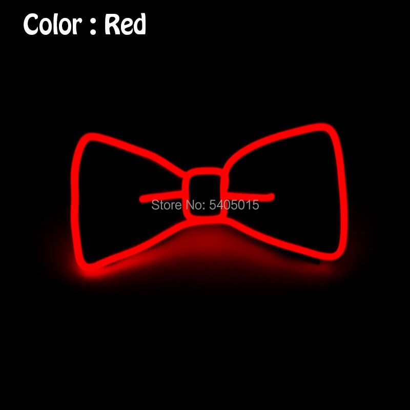 Pajarita de alambre brillante para fiestas, suministros para carnaval, decoración artesanal para vacaciones, 10 colores opcionales, , alimentado por DC-3V EL: Red
