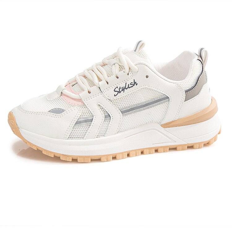 Zapatos de estilo de impresión para mujer, zapatillas femeninas informales de malla huecas, transpirables, para verano,: Gray pink / 39