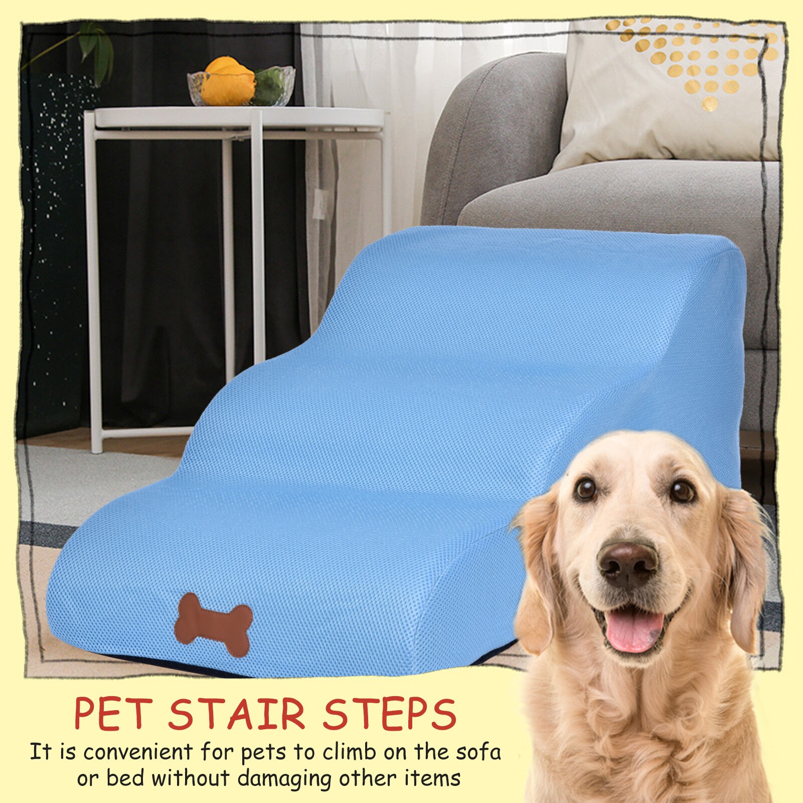 Dog Stairs Pet 3 Steps Stairs For Small Dog Cat Dog House Pet Ramp Ladder Anti-slip Removable Dogs Bed Stairs Pet Graceful