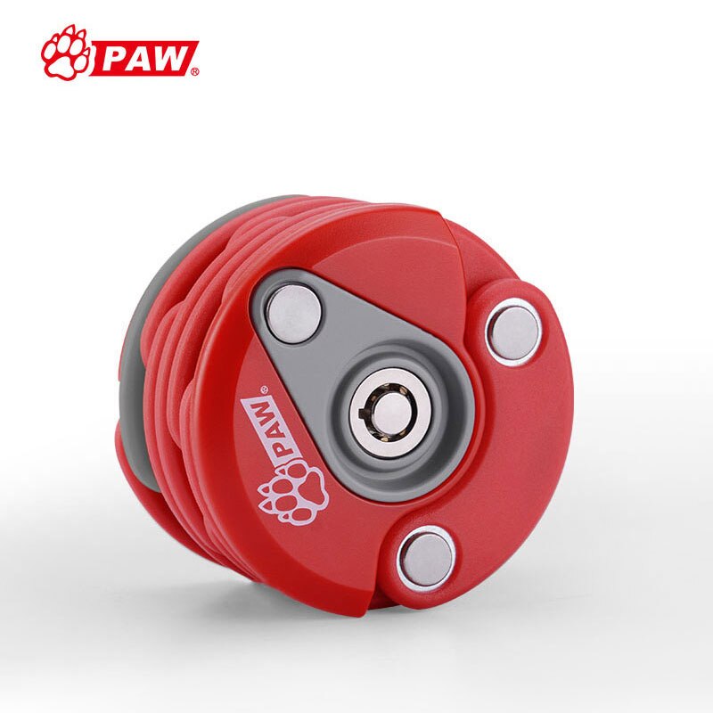 PAW Bicycle Foldable Chain Lock W/ Bracket Mount on Bike Handy Pocket Storage Key Lock Safe Locking PW0901: Red