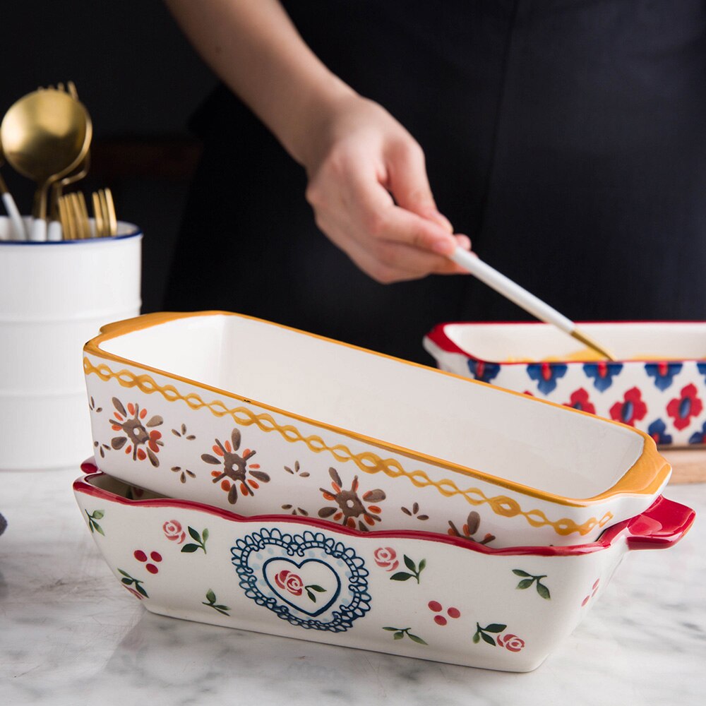 Mdzf sweethome keramisk ugnsform rostad lasagnepanna rektangulär form bakform med handtag ugn kök bakverktyg