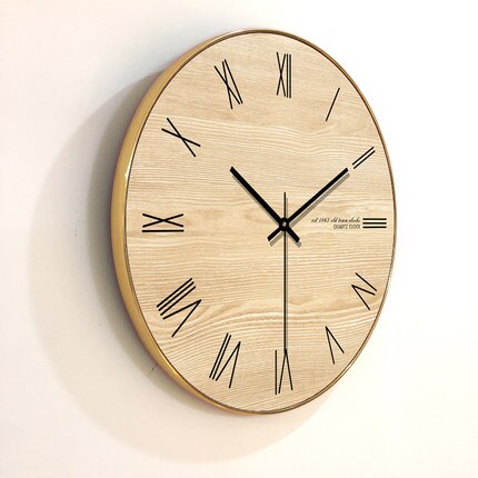 Horloge murale ronde en bois style arabe | numérique, décoration murale de salon silencieux, pour la maison, de montre murale: 5 / 14 pouce