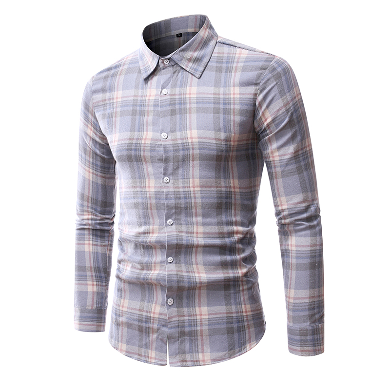 Mannen Shirt Lange Mouw Plaid Shirts Lange Mouw Tiener Shirts Student Literaire Gestreepte Paar Shirt S-5XL: Blauw / M