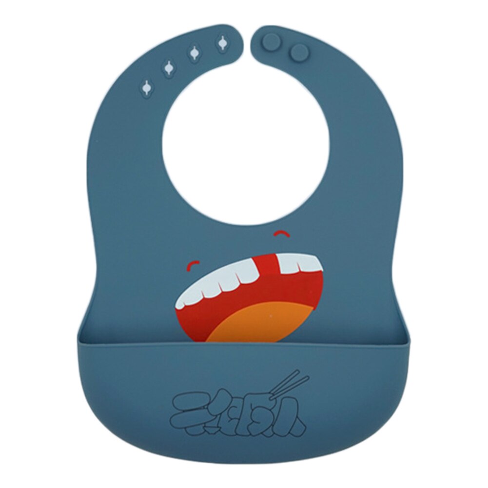 Beveiliging Cartoon Print Baby Slabbetjes Jongens Meisjes Bib Waterdicht Zachte Siliconen Kinderen Burp Doek Kinderen Feeding Bib Met Pocket: Blue