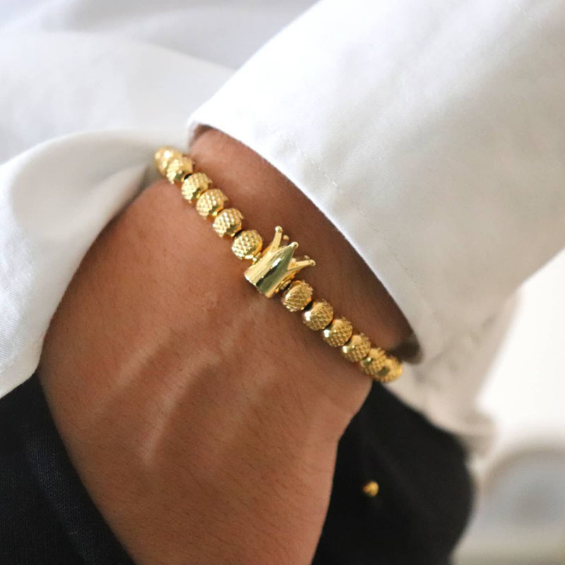 2022 Kroon Charme Armband Mannen Eenvoudige Klassieke Verstelbare Touw Handgemaakte Weave 6Mm Bead Armband Voor Mannen Sieraden