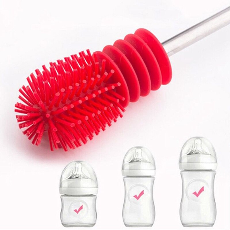 Cepillo de limpieza de botellas con mango largo de silicona, cepillo para limpieza de botellas, taza de limpieza multifuncional, cepillo para limpieza de hogar