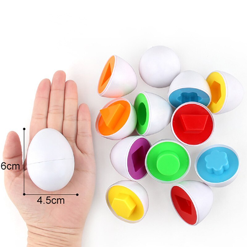 6 unids/set de huevos retorcidos de juguete de colores al azar huevos de juguete inteligentes para bebé forma de Color Cognitve bebé educación temprana huevo juguetes