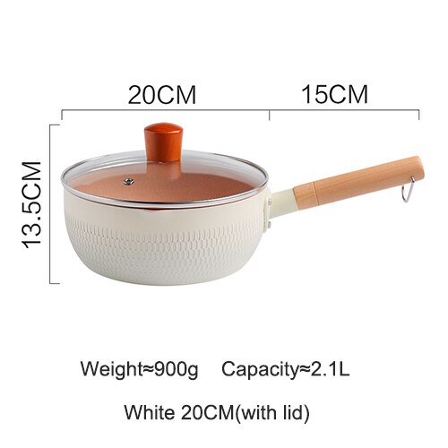 Küche Kochen Topf Maifan Stein Nicht-Stick Kochen Nudeln Heißer Milch Suppe Töpfe Japanischen Stil Schnee Pan Herd universal Kochgeschirr: White with cover