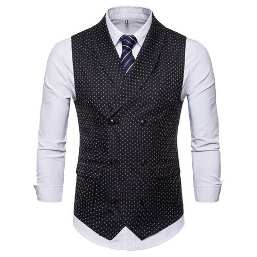Seenimoe Mens formell Blazer westen lässig Zweireiher V-ausschnitt M-4XL Männlichen England Stil Gedruckt lässig Blazer Westen: MV26BL / L
