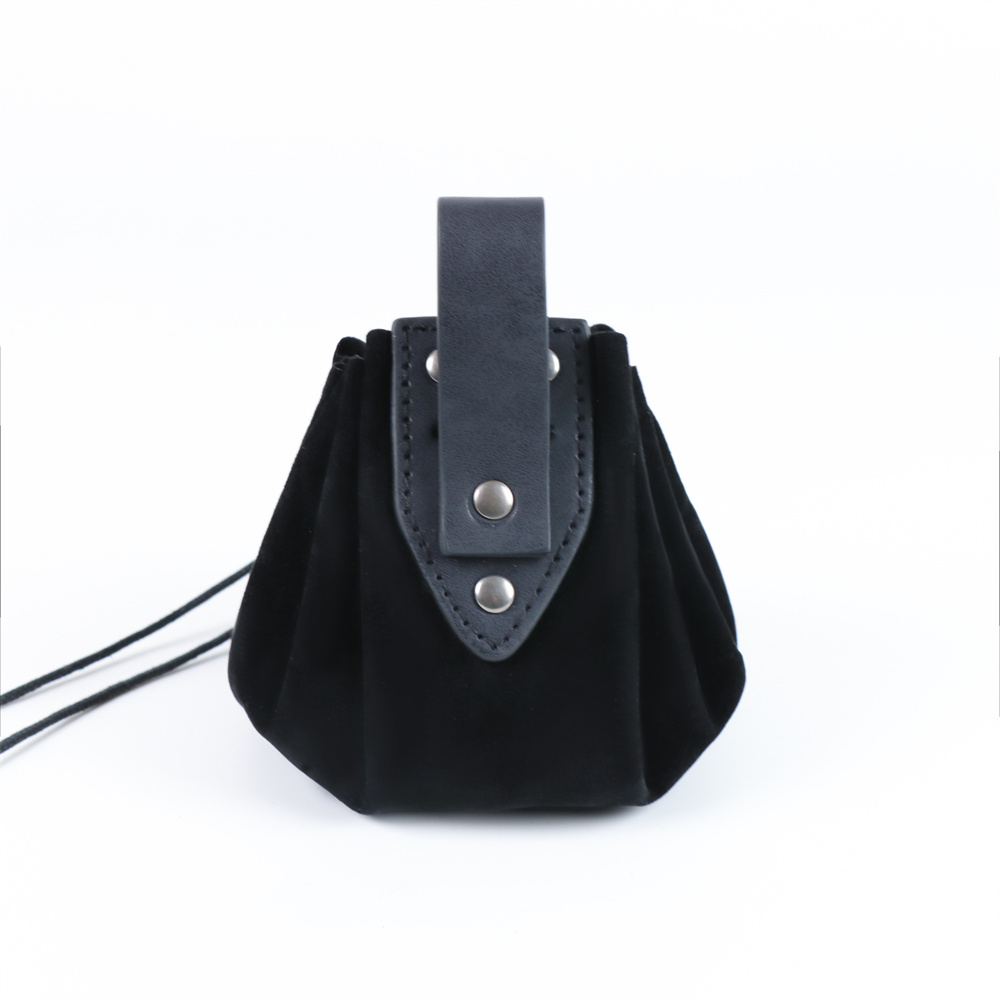 UYEE Medieval Renaissance Belt Bag Celtic Viking Coin Pouch Steampunk Drawstring Purse For Men Women Larp Cosplay: black