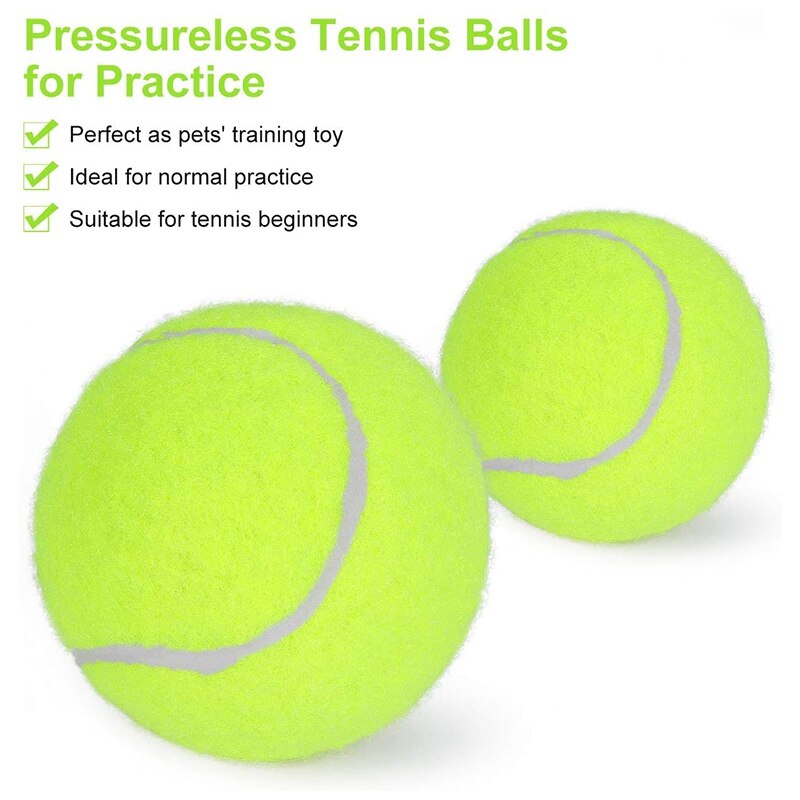 Tennis Practice Balls High Elasticity Rubber Training Balls For Beginners,Yellow,3 Pack,2.57-2.7