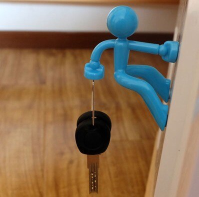 Colgador de llaves magnético de dibujos animados para pared, imán de nevera, almacenamiento sin marcado: blue