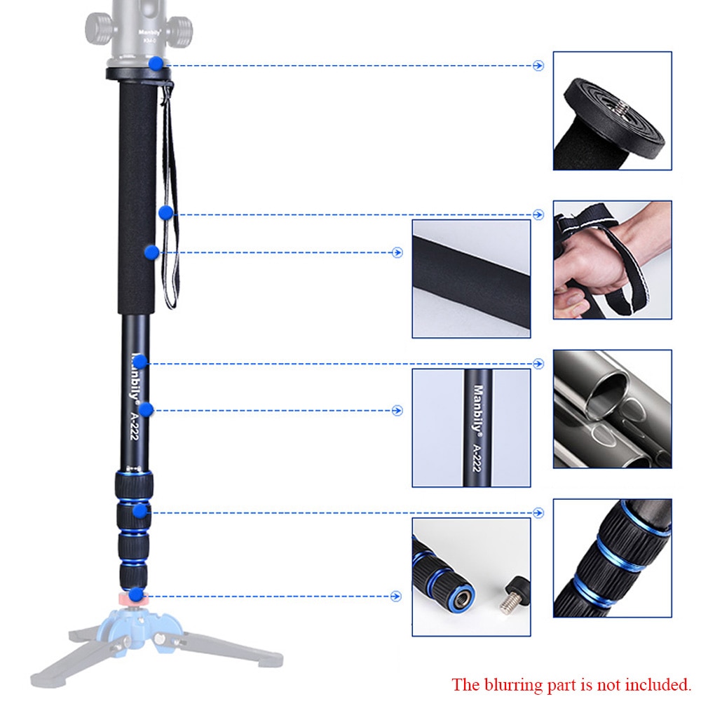 Andoer-cámara telescópica ajustable portátil de aleación de aluminio, monopié para videocámara, monopié, monopié, palo para caminar para Nikon y Canon