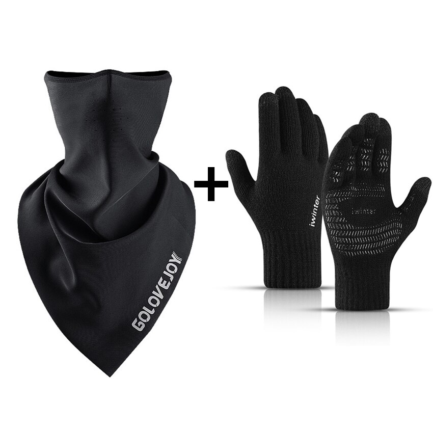 Mascarilla de protección para la cara de ciclista, para invierno, media cara, a prueba de viento, Bandana de protección para la oreja, diadema reflectante nocturna: Warm Set A