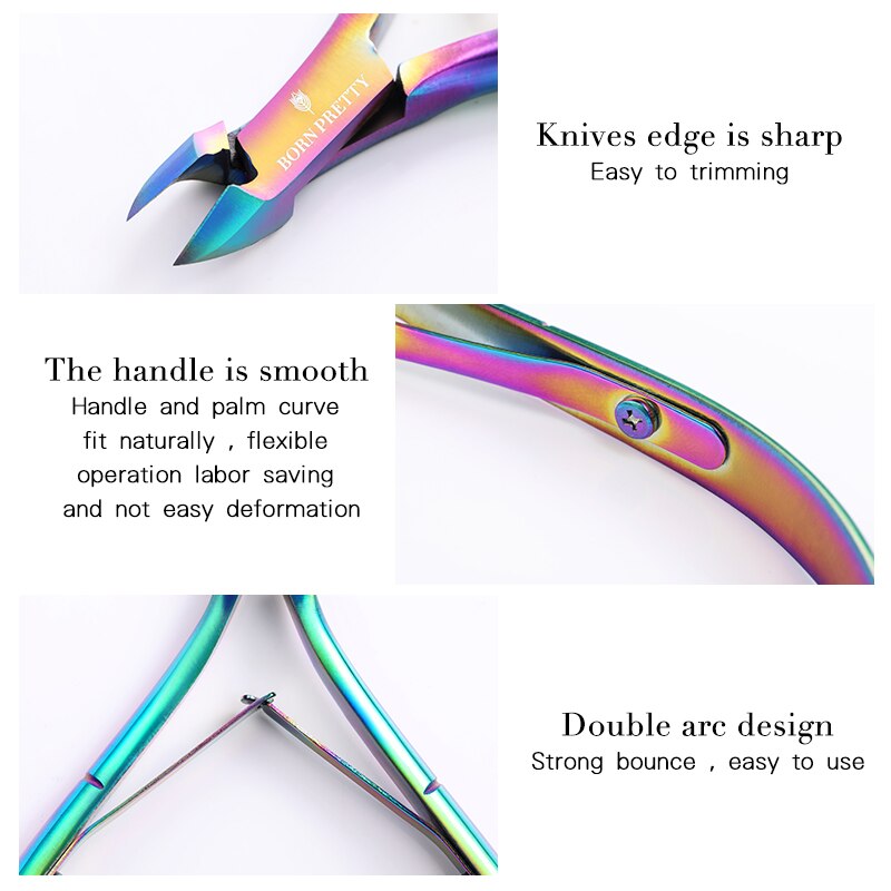 BORN PRETTY Cuticle Nippers Nail Art Scissors Cuticle Clippers Trimmer Dead Skin Remover Stainless Steel Cutters Nails Tool