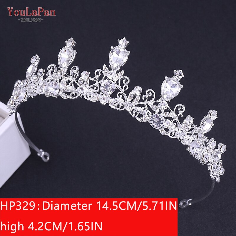 TOPQUEEN HP326 Zirkonia Hochzeit Tiara für Braut-Prinzessin Tiara Stirnband Braut Krone Braut Haar Zubehör für Frauen Tiara: HP329