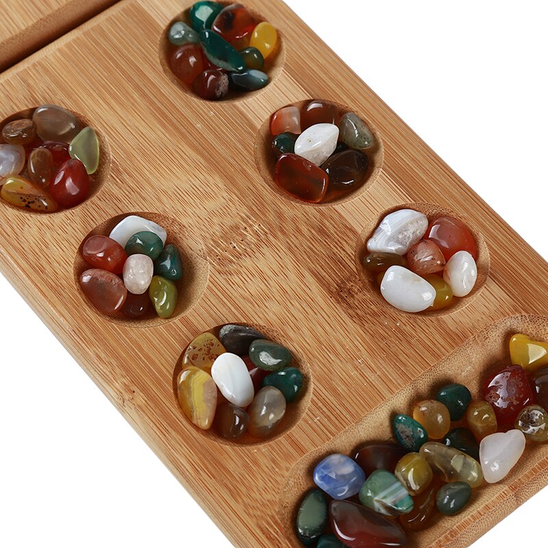 Baby Toys Mancala Board Strategy Game Children's Educational Toys Board Game Folding Bamboo Board Children Board Strategy Game