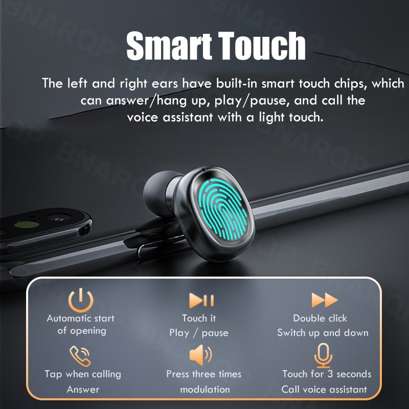 TWS Bluetooth ecouteurs avec Microphone 8D HIFI stéréo True Wireless écouteurs Sport Gaming casque de soutien étanche Heasets