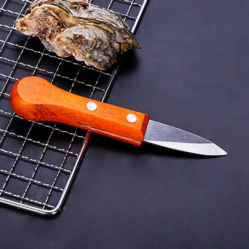 Stainless Steel Oyster Shucker Wood Handle Non-Slip Oyster Opener Scallop Opener Seafood Scallop Knife Seafood Opener