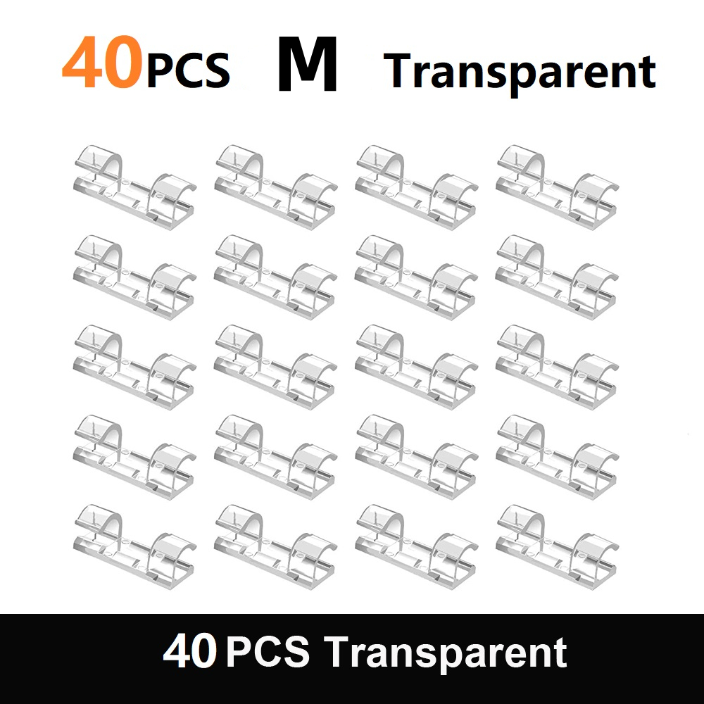 Organizador de cables, Clips acrílicos para cables, gestión de cables, soporte para enrollador de cables, organizador de cables adhesivo reutilizable, soporte para cables de TV y PC: Rojo