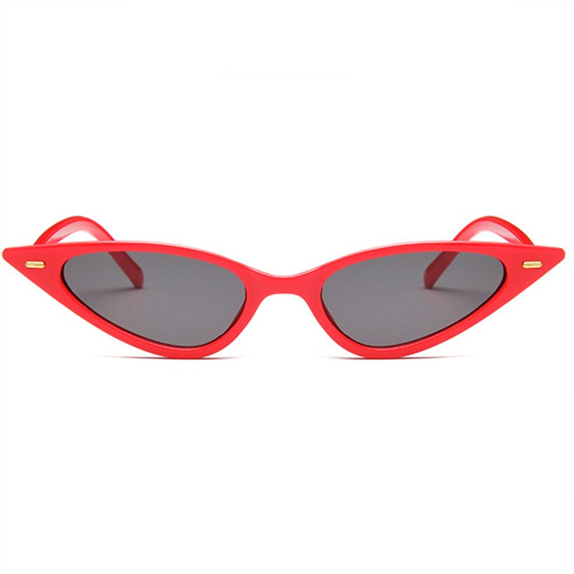 Vintage cat eye solbriller kvinder luksus små cateyes solbriller retro damer solbriller pink leopard briller: Rødgrå