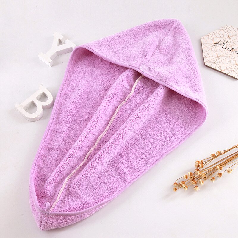 Nouvelle rayure cheveux serviette douce magique microfibre cheveux séchage rapide sèche serviette serviette de bain chapeau bouchon rapide Turban sec salle de bain Towe: VIOLET