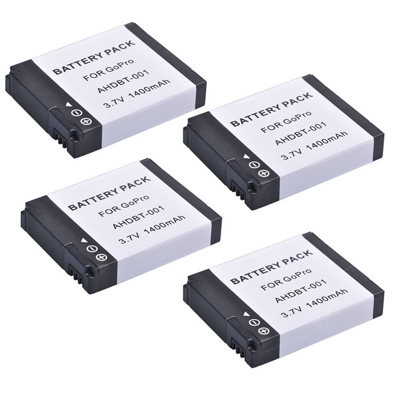Batería de AHDBT-001/cargador para GoPro HD Hero 1, 2, Hero1, Hero2, motodeportes, Surf, al aire libre, edición 960, 1080p: 4 Battery