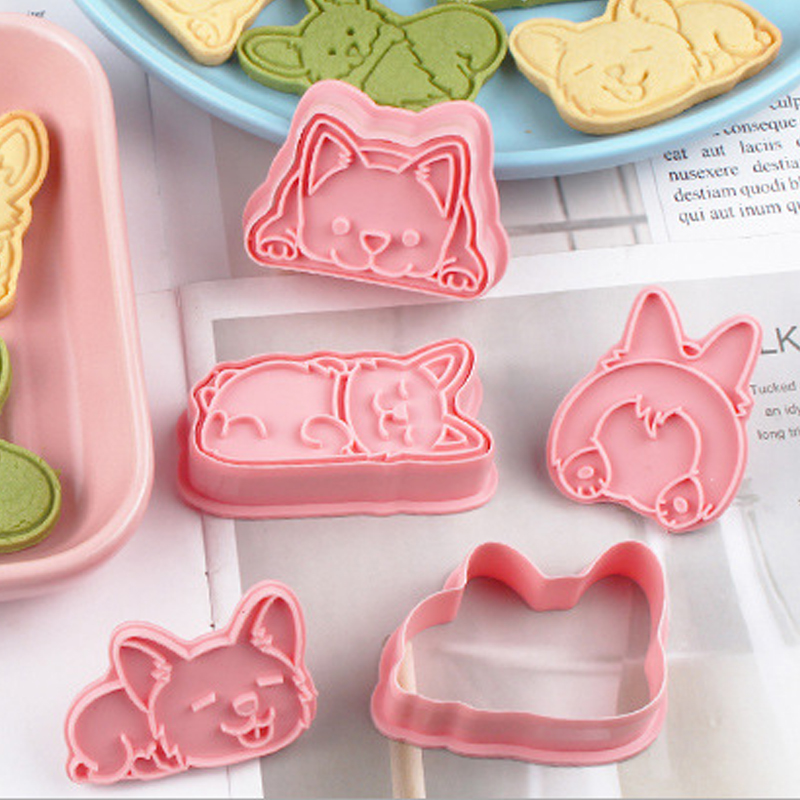 Molde de galletas Corgi 3D, dibujo animado en forma de perro, glaseado de azúcar, galleta en relieve, sándwich de fruta, galleta, Fondant, prensa, molde para hornear