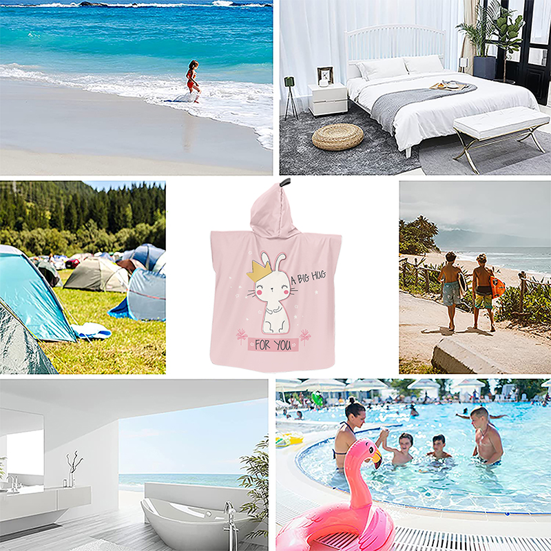 Kitten Kind Strand Veranderende Poncho Cartoon Meisjes Seaside Zonnebrandcrème Strand Gewaad Microfiber Snel Droog Hooded Handdoek Dieren Gedrukt