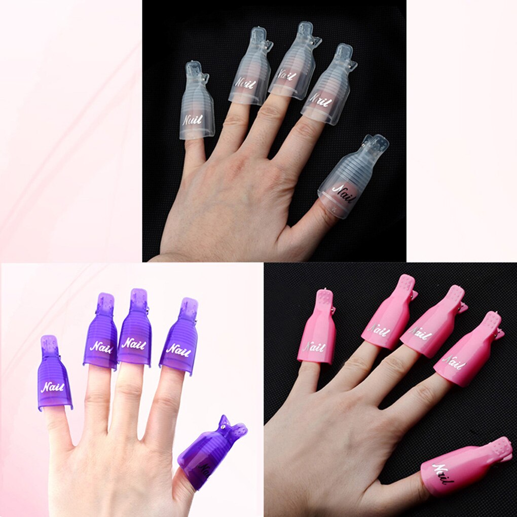 Sale10pcs Plastic Acryl Nail Art Losweken Clip Cap Uv Gel Polish Remover Wrap Tool