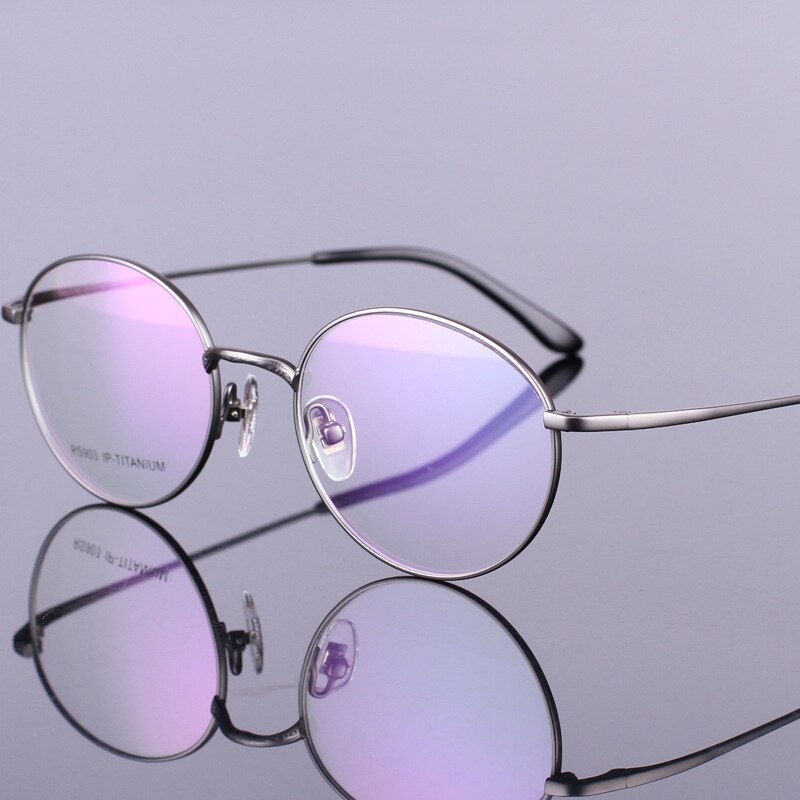 Monture De lunettes en titane pur, ovale, ronde, pour lunettes optiques, myopie, Prescription,: Gun color