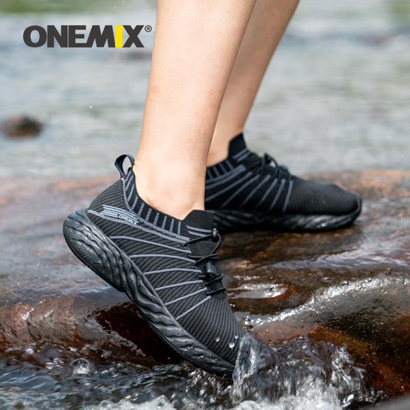 ONEMIX Men Trainers Running Shoes Slip On Mesh Wading Waterproof Breathable Training Women Sneakers Gym Fitness Sports