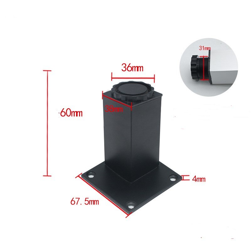 Cabinet feet furniture feet 38 square adjustable cabinet feet bathroom cabinet feet TV cabinet feet aluminum alloy cabinet feet: Black