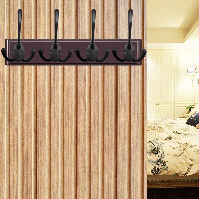Ganchos grandes de tres puntas para abrigo, accesorio de alta resistencia, montado en la pared con 12 tornillos, Retro, doble utilidad, rústico, 6 piezas
