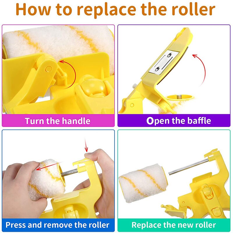 Multifunction DIY Roller Paint Brush No Dead Ends Fine Hair Latex Paint Roller Brush Home Renovation Clean Painting Roller Brush