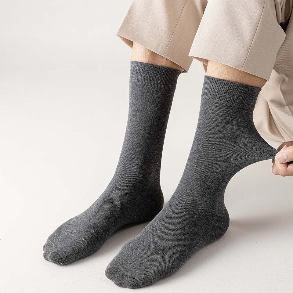 Calcetines largos de algodón puro para hombre, calcetín informal de negocios, desodorante, talla grande, 5 pares, Harajuku