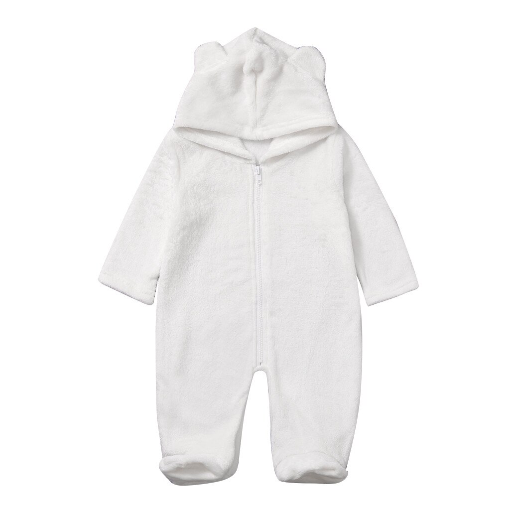 0-2 Y Pasgeboren Baby Jongen Meisje Winter Fleece Jumpsuit Hooded Romper Warme Jas Uitloper: White / 90