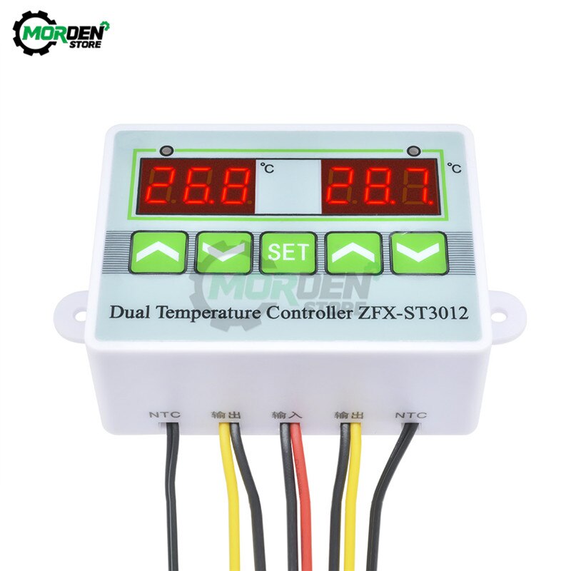 Dc 12V 24V AC110-220V ZFX-ST3012 Digitale Led Dual Thermometer Temperatuurregelaar Thermostaat Incubator Controle Microcomputer: DC 12V RedRed