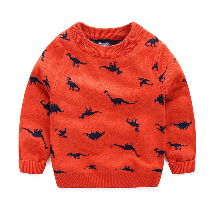 freundlicher Kleidung Herbst Winter Unterwäsche zur Seite fahren Karikatur Dinosaurier Spitzen Baby Jungen Lange Ärmeln Mantel freundlicher Winter zur Seite fahren: Orange / 7T