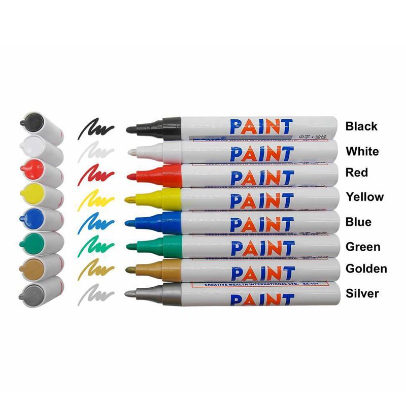 5 stks permanente rubber verf markers waterdichte auto pait pen olie gebaseerd gekleurde markeerstift metalen kleuren