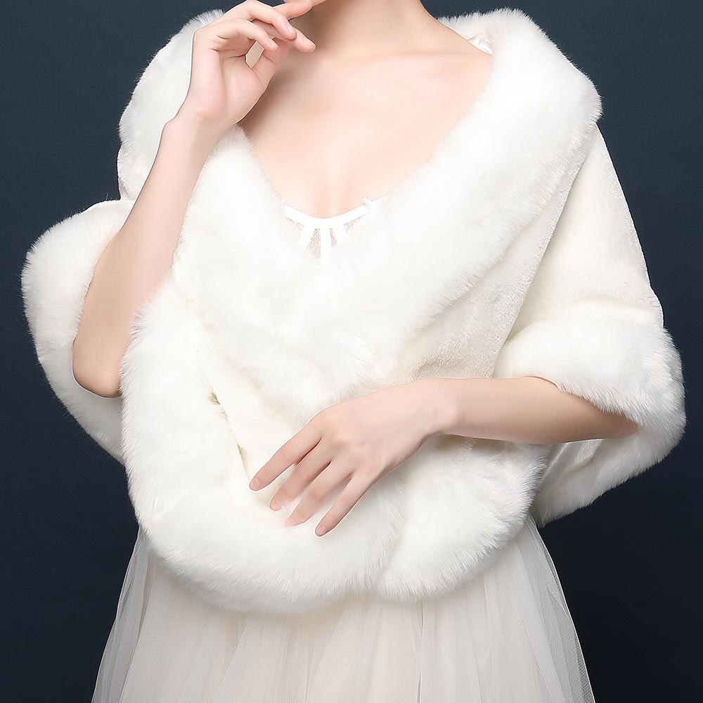 Neue Winter warm Faux Pelz Braut Bolero für Hochzeit Kleid SchöNe Heiße Ärmellose Schal wickeln