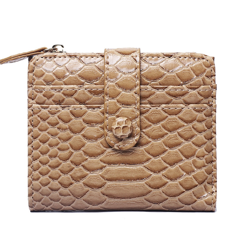Mode Vrouwen Portemonnee Python Patroon Card Pakket Zipper Purse Coin Bag Mini Purse Twee Vouwen Kaarthouders Met Snaps